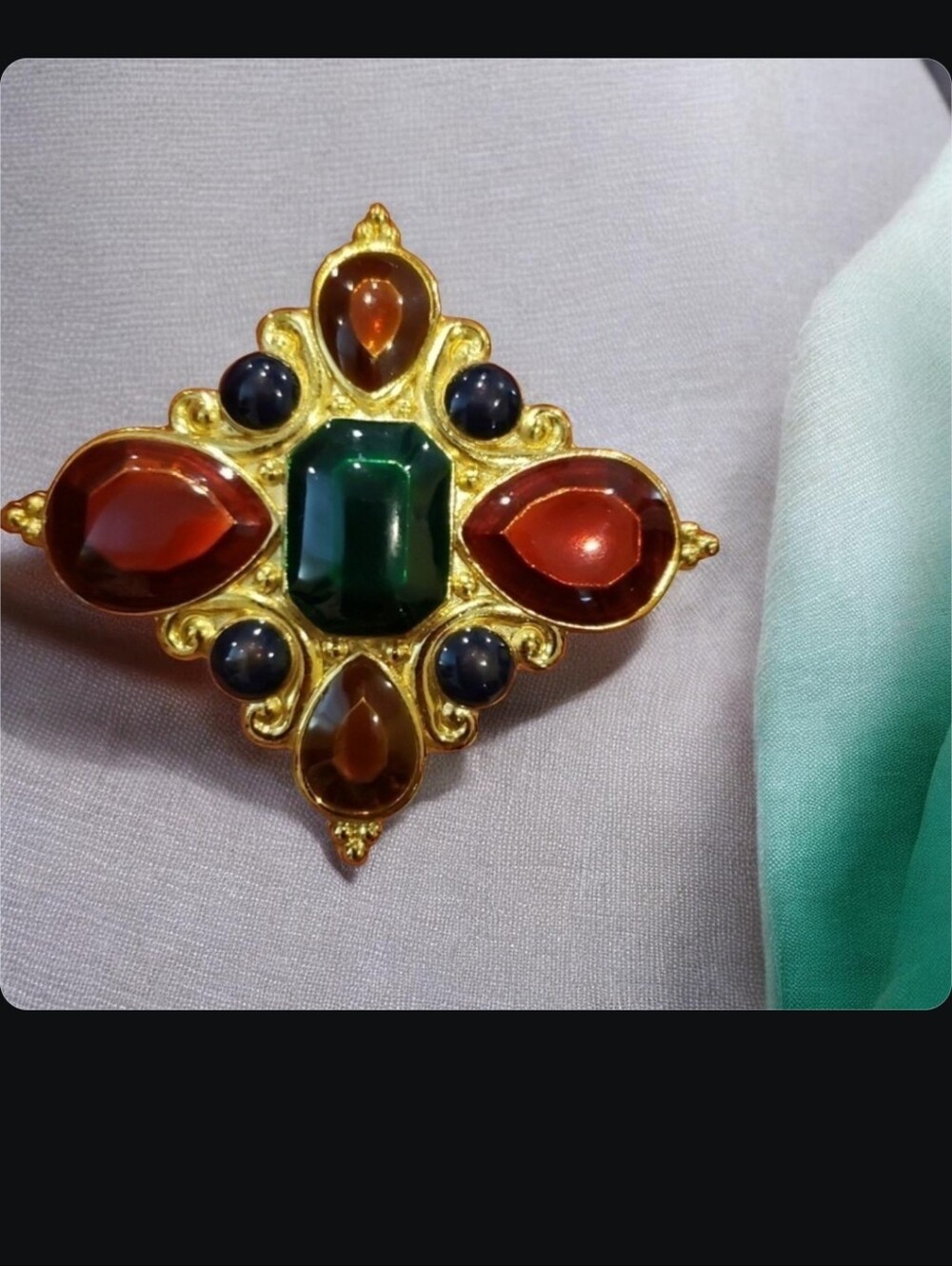 JAY STRONGWATER Vintage Cabochons Feinberg‎ Maltese Scarf Slide Pendant